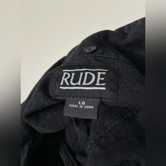 vintage y2k cotton black denim vest jacket pockets mens large metal button rude - Picture 9 of 12